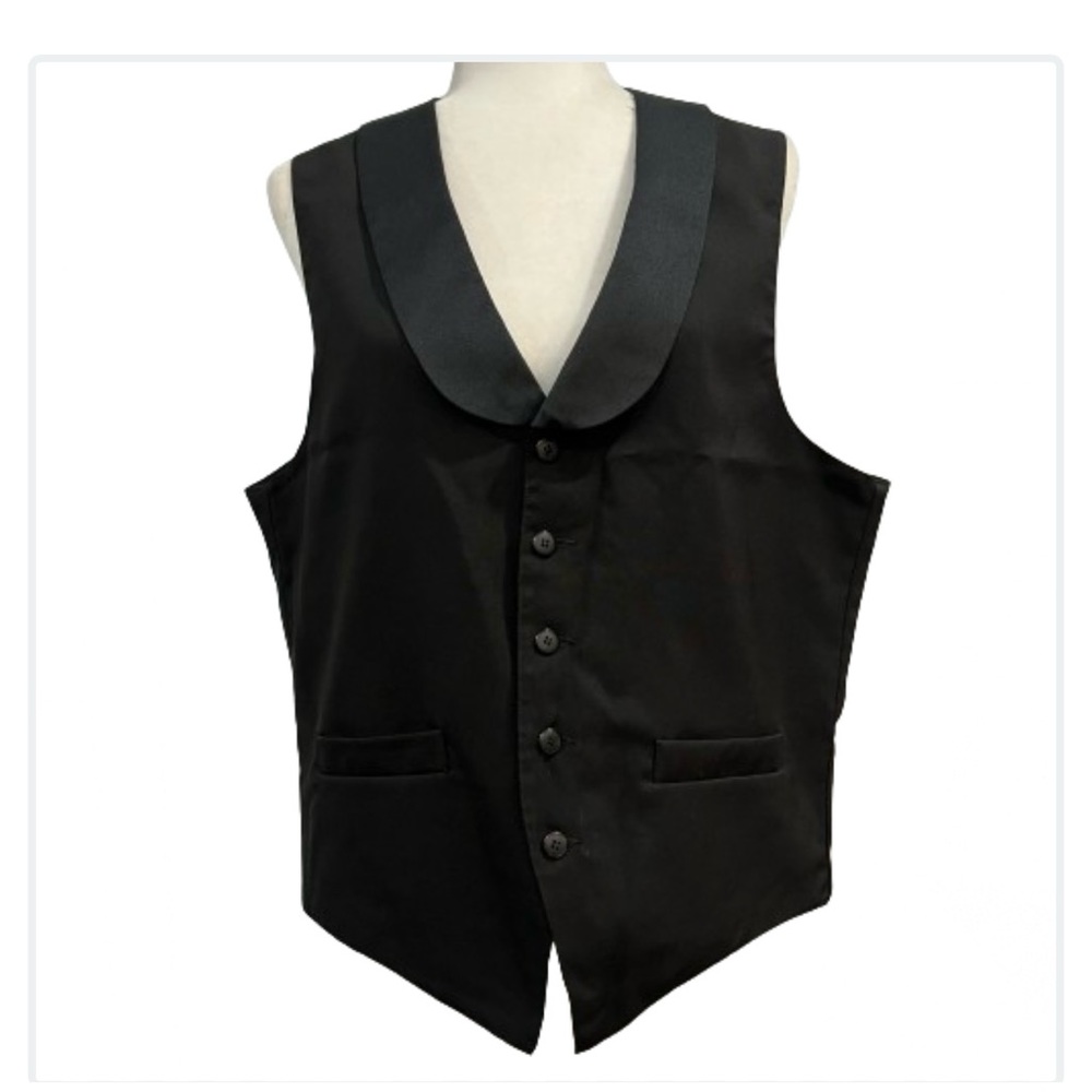 Tuxedo Vest Shawl Collar 5 Button Polyester Fully Lined Inside Pockets Sz M